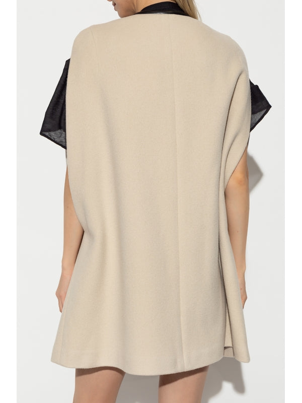 Button Detail Wool Cashmere Cape