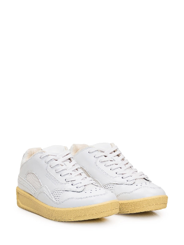 White Calfskin Low-Top Sneakers