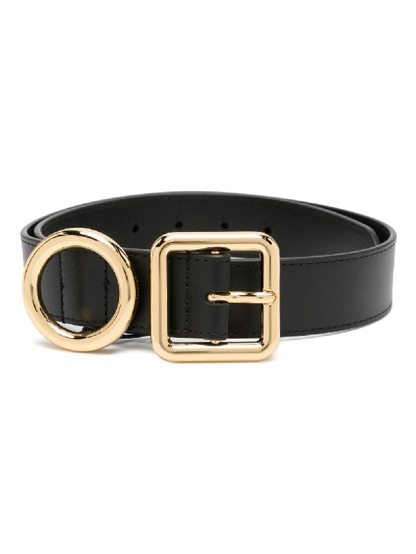 Circle Square Buckle Leather Belt