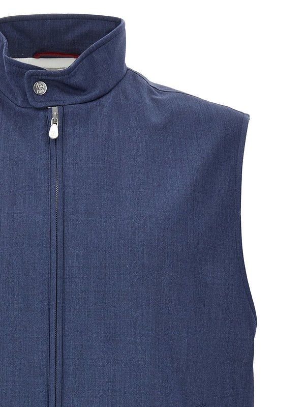 High Neck
  Zip-up Wool Vest