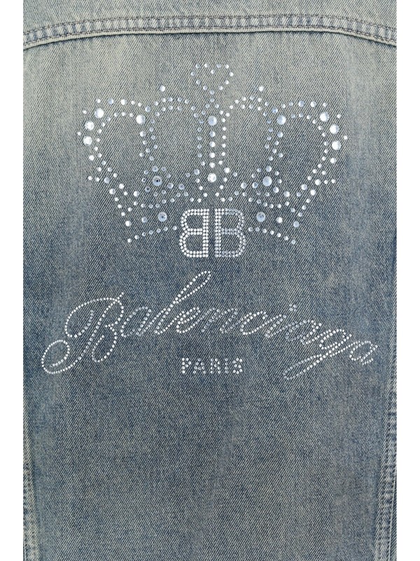 Back Rhinestone Logo Denim Jacket