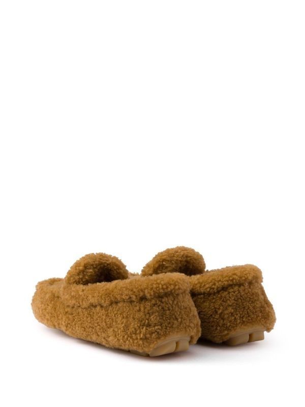 Triangle Logo Shearling Driving Shoes