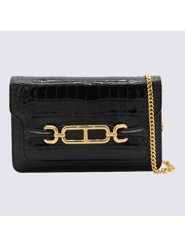 Whitney Croc Embossed Chain Shoulder Bag