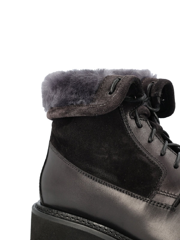 Inner Fur Leather Lace-up Boots