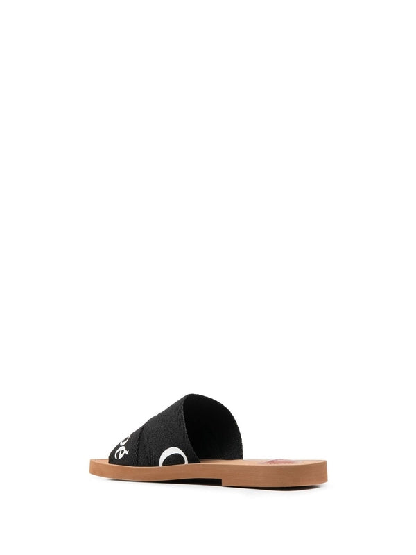 Woody Logo Linen Slide