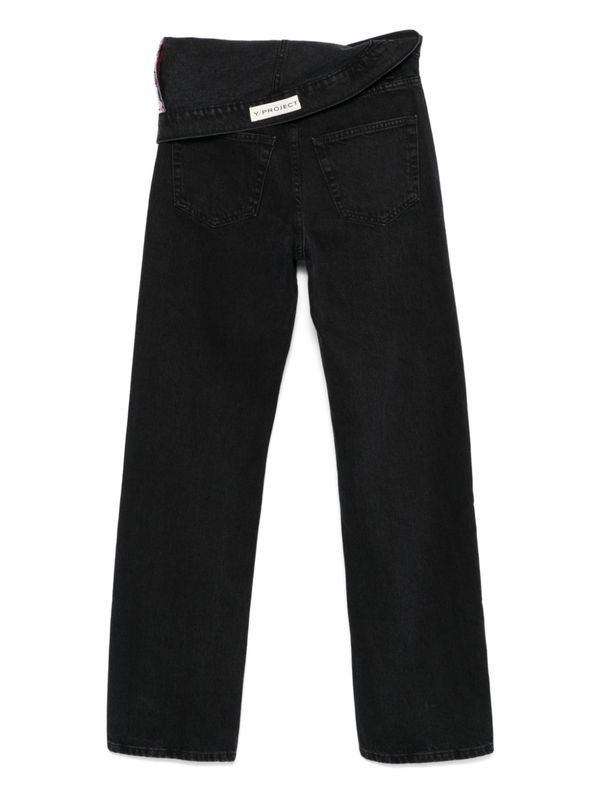 Asymmetric Waist Denim Pants