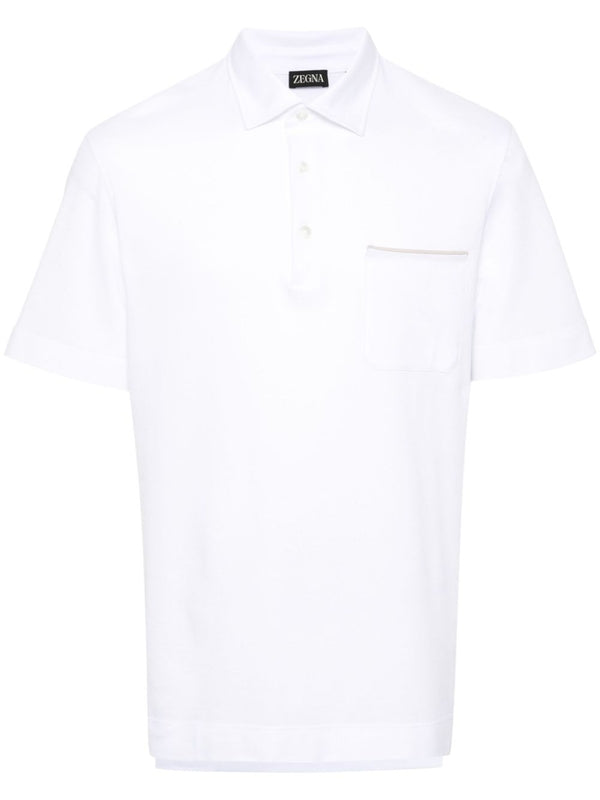 Back Logo Tab Pocket Cotton Short Sleeve Polo Shirt