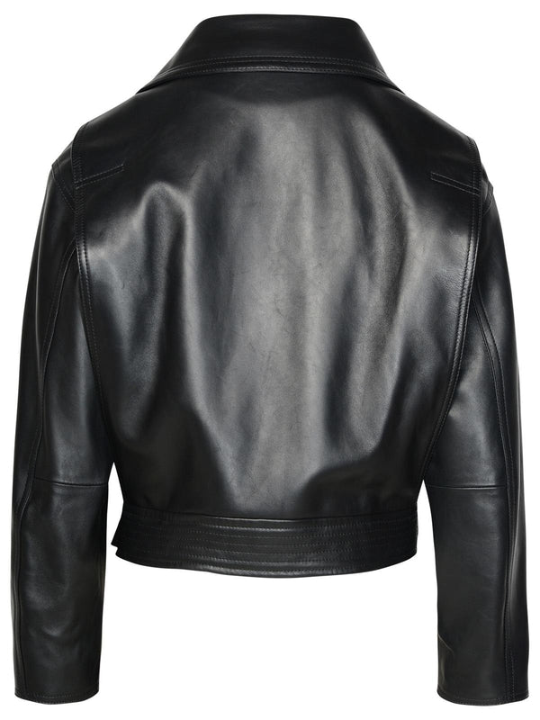 Belted Leather Biker Jacket