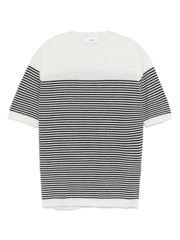 Lardini Striped White Half Sleeve