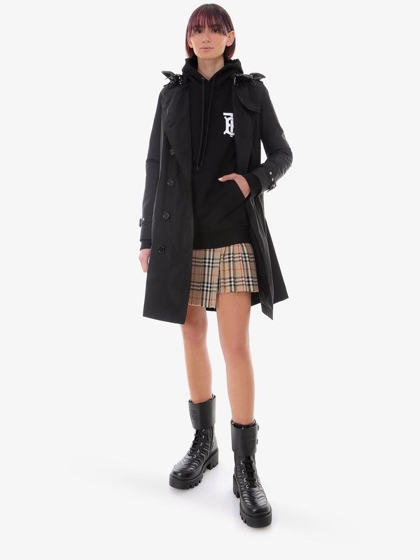 Buckle Strap Check Wool Skirt