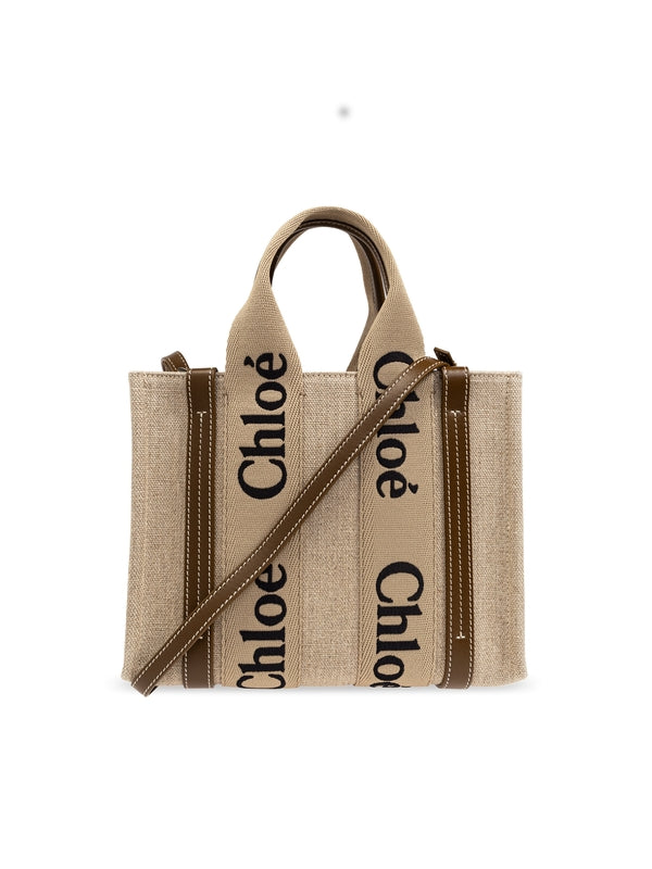 Woody Logo Canvas Small Tote
  Bag