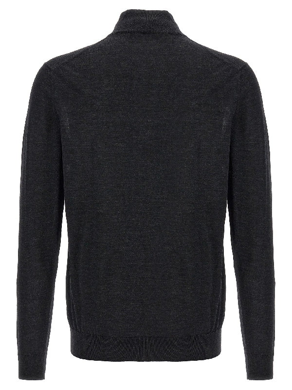 14 Micron Half Zip Wool Knit