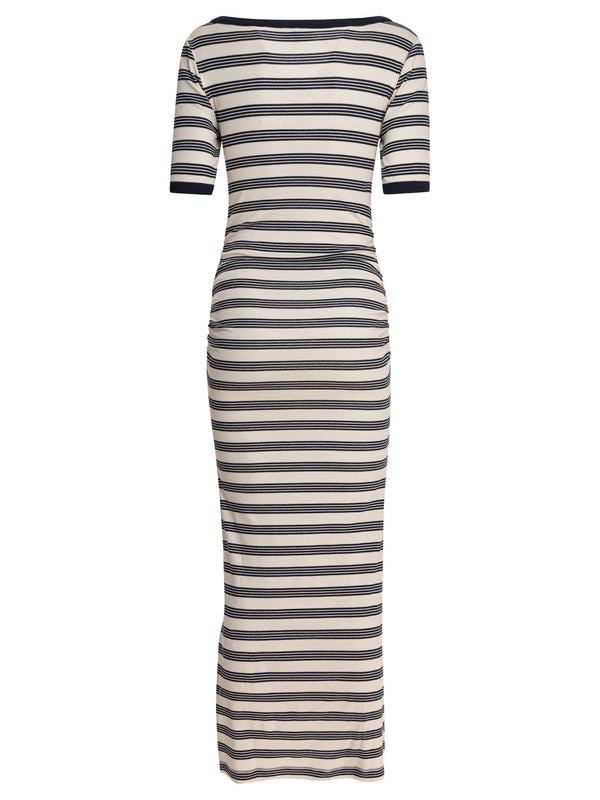 Logo Patch Stripe Cotton Blend Dress