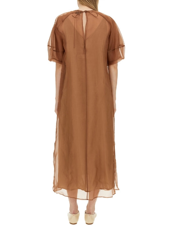 Brown Silk Long Dress