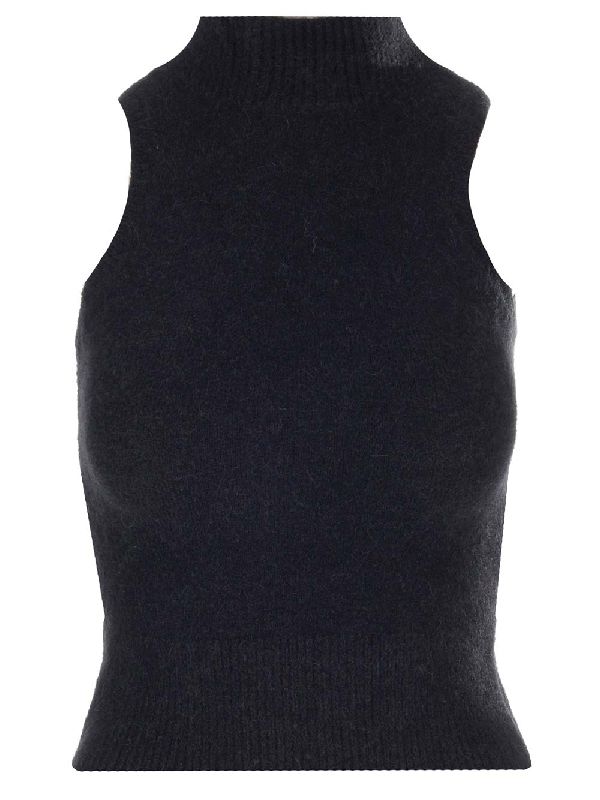 Alpaca Blend High Neck Sleeveless Knit