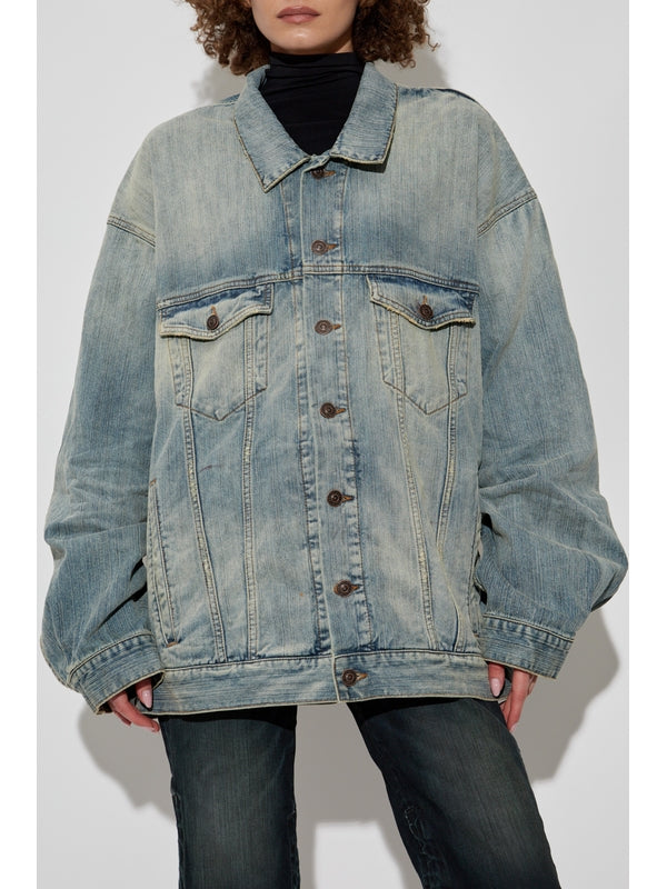 Back Distressed Detail Denim
  Jacket