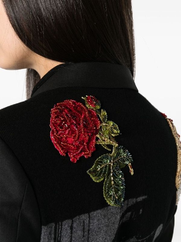 Bead Embroidery Wool Silk Single Jacket