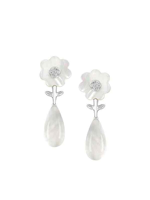 Irregular Flower Pearl Drop Earrings