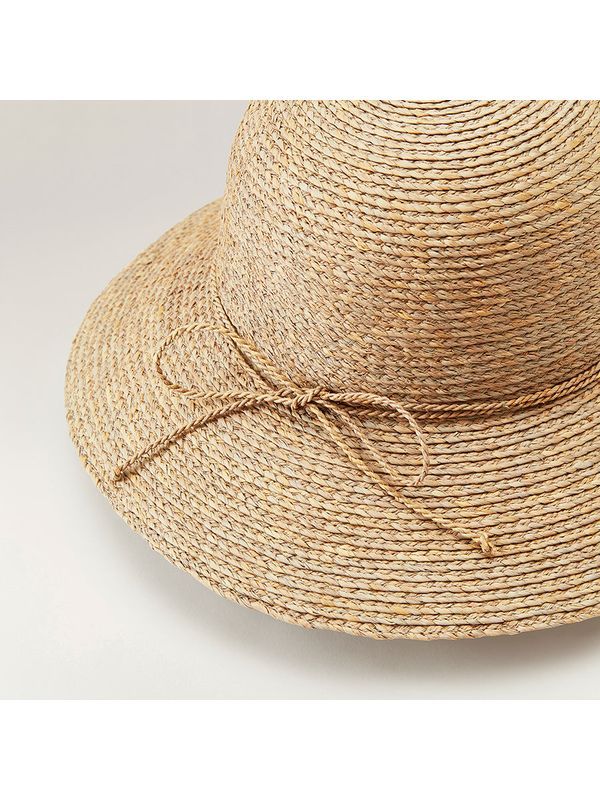 Dora Strap Detail Raffia Bucket Hat