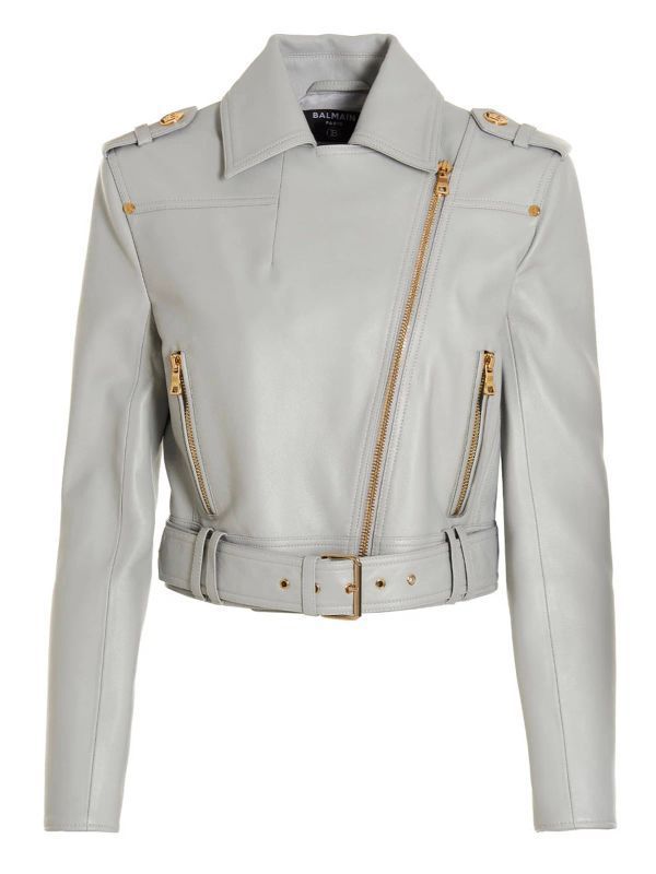 Belted Leather Biker Jacket