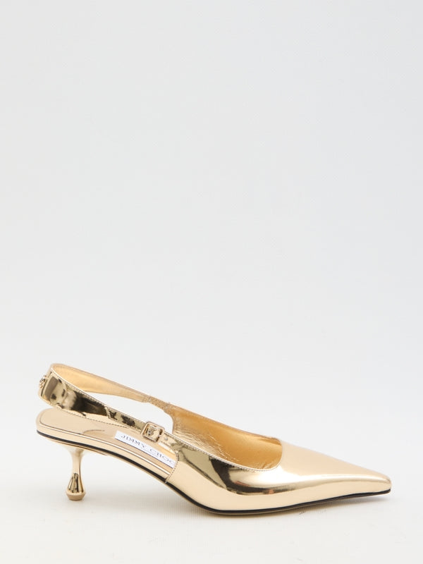 Amel 50 Metallic Leather Slingback Heels