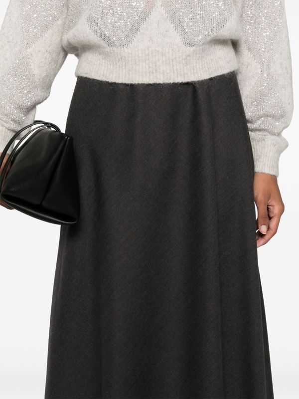 Wool Stretch Midi Skirt