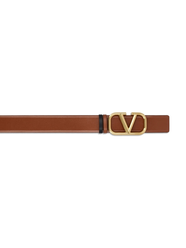 V Logo Reversible Leather Belt