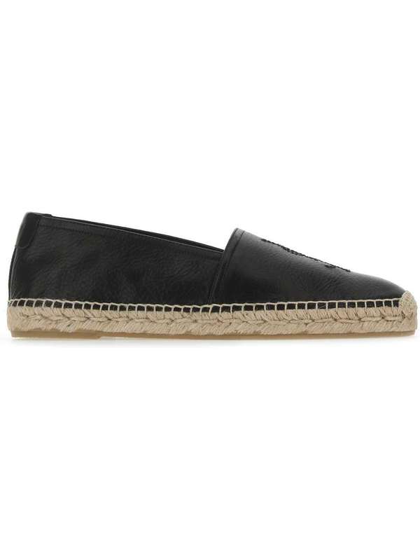 Monogram Black Leather Espadrille