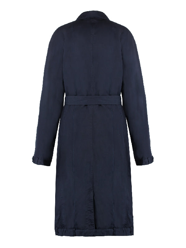 Navy Belted Cotton Trench Coat