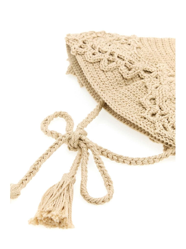 Tassel Detail Crochet Bucket Hat