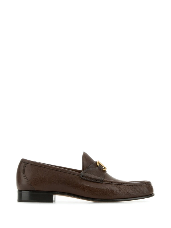 V Logo Leather Loafer