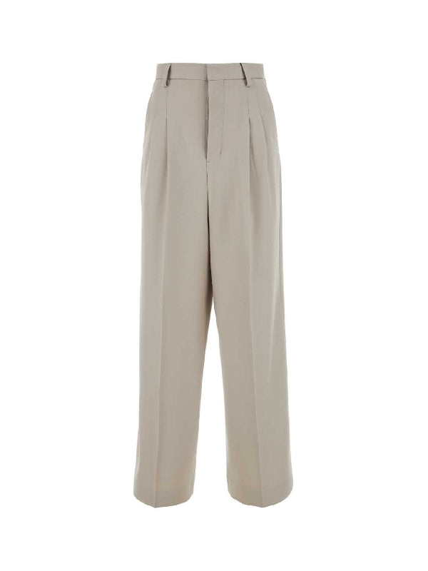 Wide Pleats Wool
  Pants