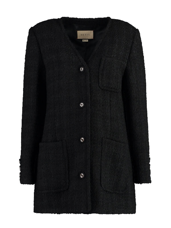 Wool Blend Single Tweed Jacket