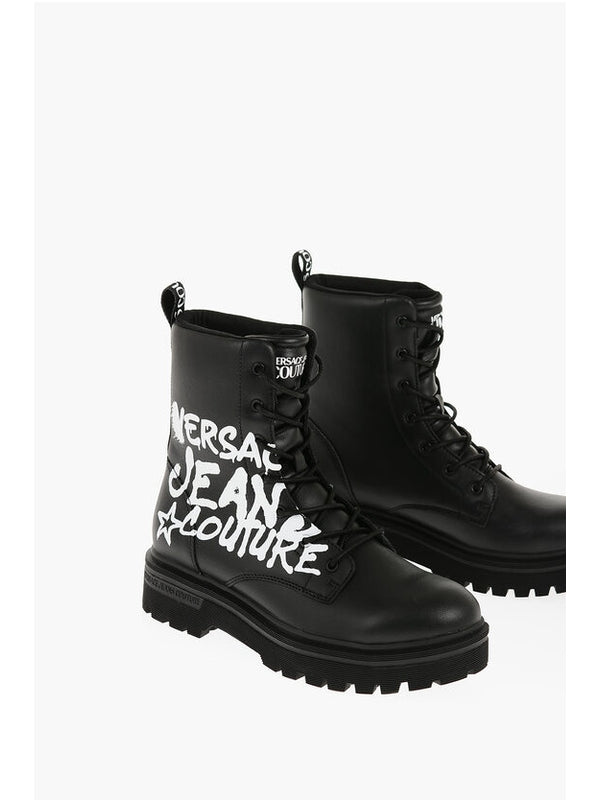 Versace Black Lace-Up Boots