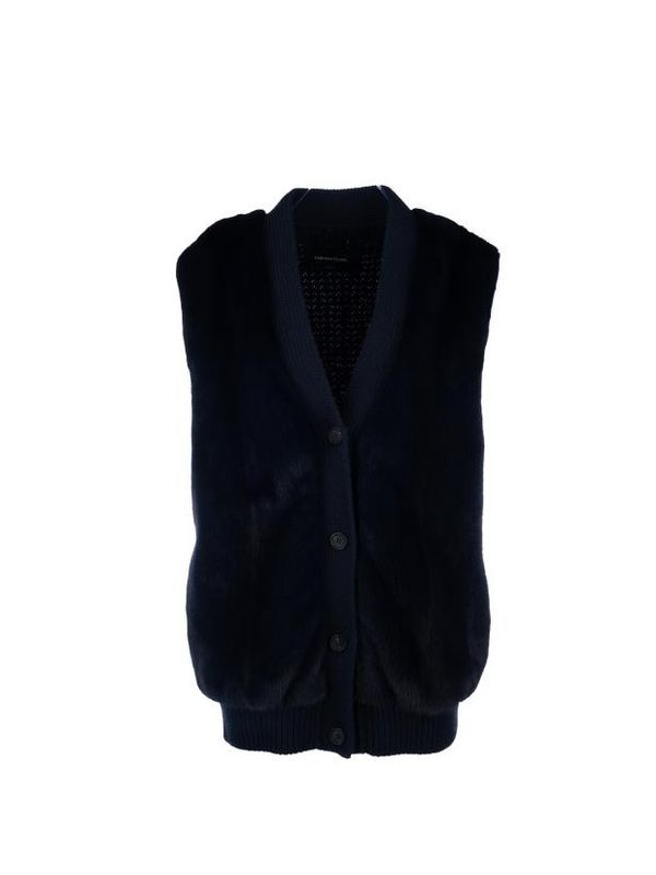 V Neck Shearling Knit Vest