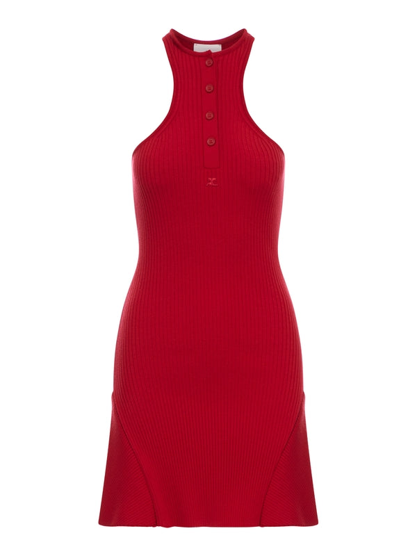 Logo Embroidery Button-Up
  Sleeveless Mini Dress