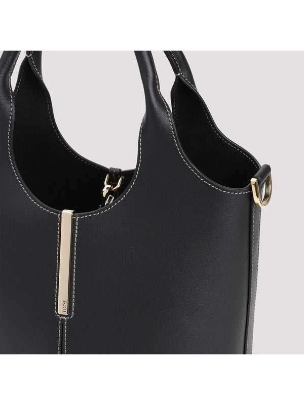 Di Metal Logo Leather Tote Bag