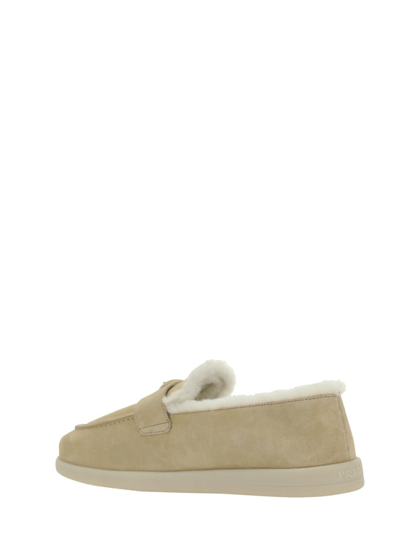 Triangle Logo Shearling Suede
  Loafers