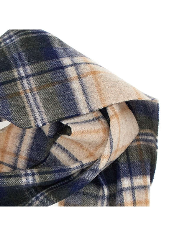 Barbour Checked Navy Wool Mufflers