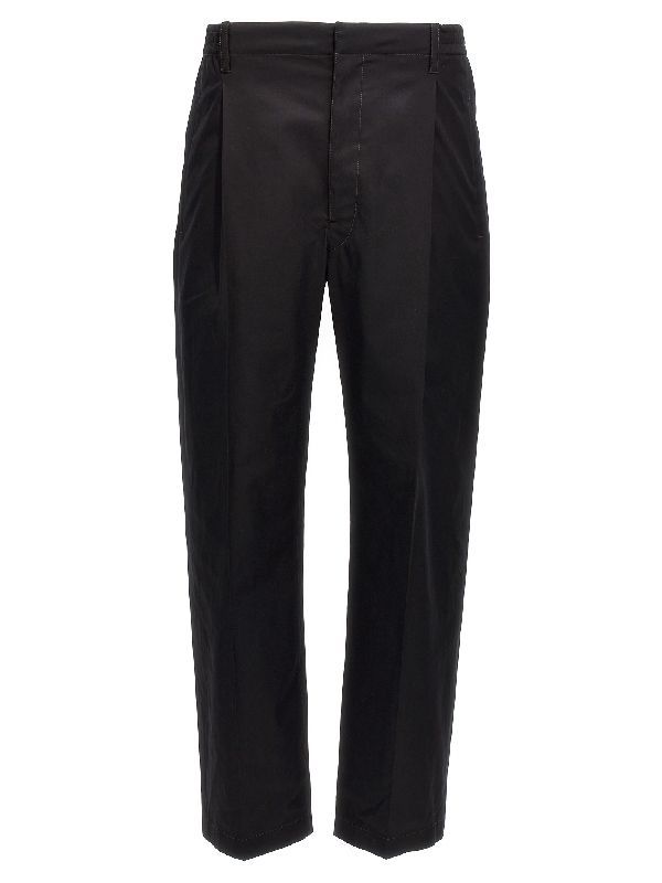 Black Pintuck Cotton Pants