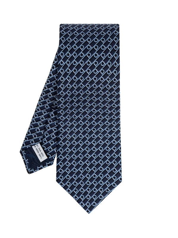 All-Over Gancini Logo Silk Tie