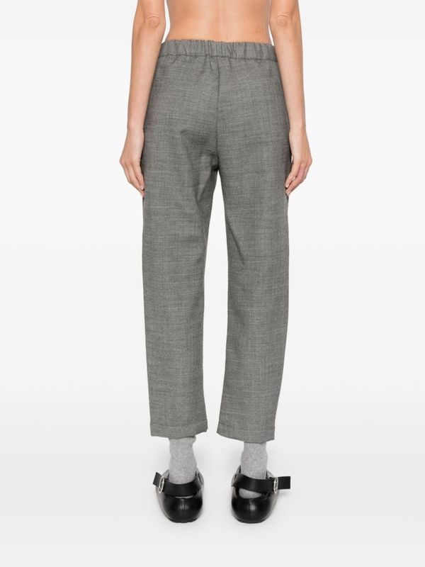 Drawstring Cropped Wool Pants