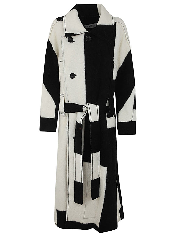 Bicolor Panel Wool Cotton Coat