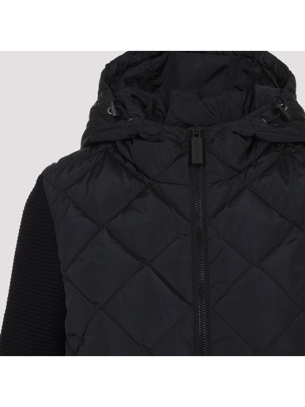 Quilting Knit Panel Hood Padded Jacket