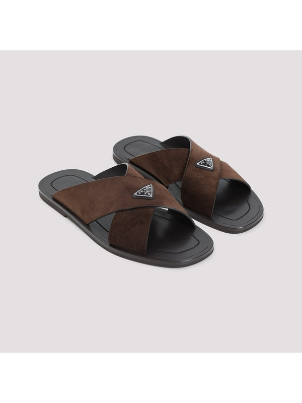 Triangle Logo Calfskin Sandals