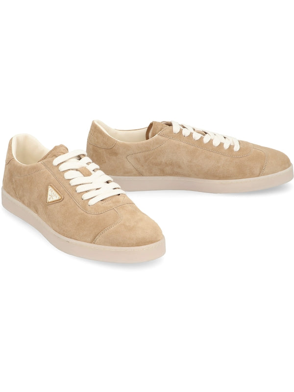 Triangular Logo Suede Sneakers