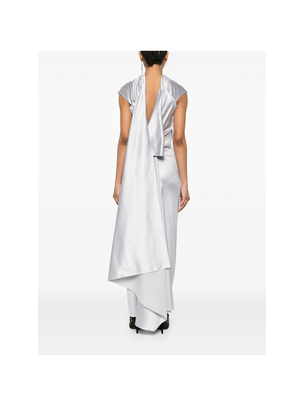 ABADAN Asymmetric Neck Draped Long Dress