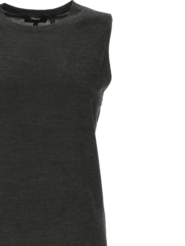 Crew Neck Wool Sleeveless Top