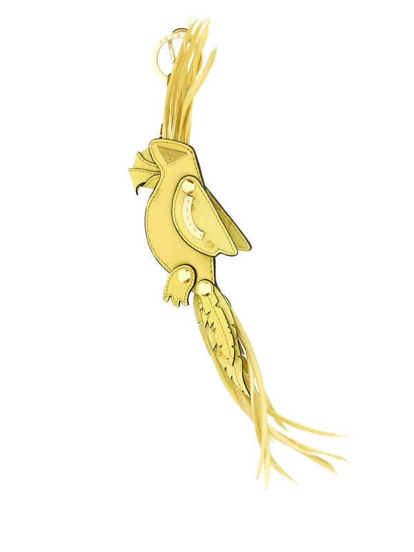 Triangle logo trim leather key ring