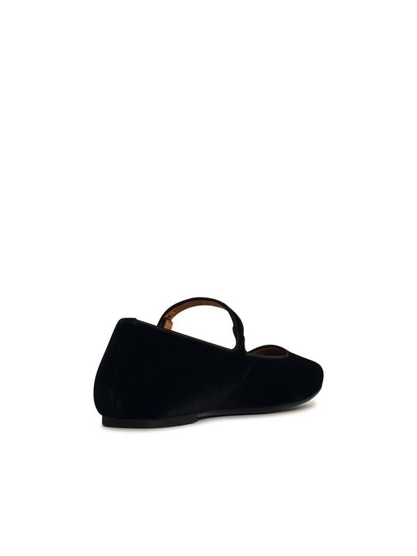 Velvet Mary Jane Flat Shoes - Jente